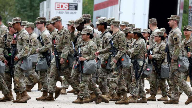 Members of the Texas National Guard assemble in Elwood, Illinois, at the Army Reserve Training Center in the southwest suburb of Chicago. |  Brian Cassella/TNS/Newscom