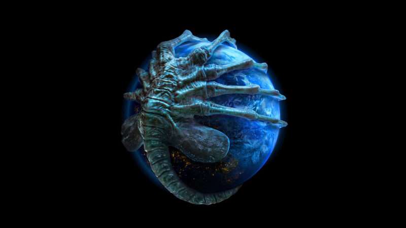 An illustration of Earth with an alien creature wrapped around it | Photo: <em/>Alien: Earth/FX