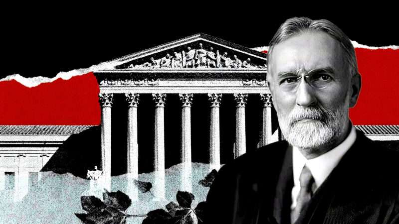 U.S. Supreme Court building with Justice George Sutherland | Illustration: Eddie Marshall | Library of Congress | Midjourney