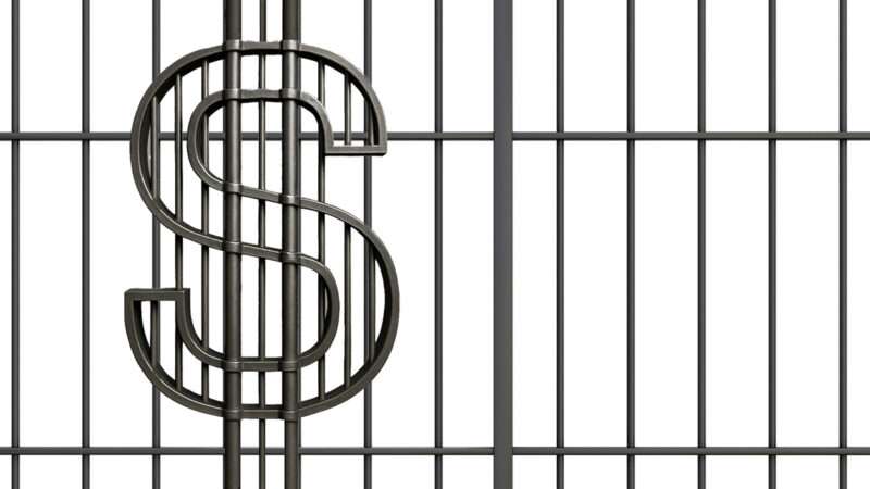 An illustration of jail bars with a dollar sign | Illustration: Joanna Andreasson; Source images: iStock