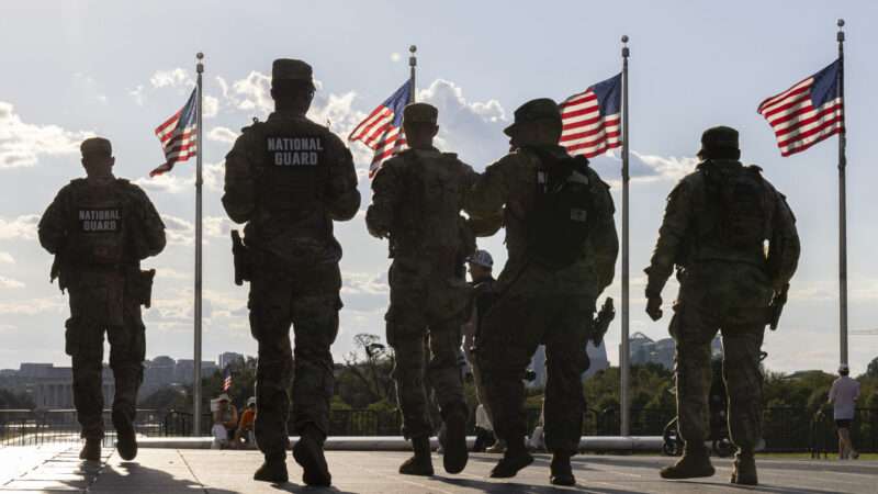 Members of the National Guard patrolling the Washington Monument in Washington, D.C. | Mehmet Eser/ZUMAPRESS/Newscom