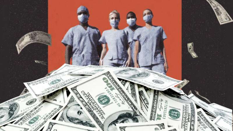 Nurses surrounded by money | Illustration: Eddie Marshall | Alexkalina | Dreamstime.com | Midjourney