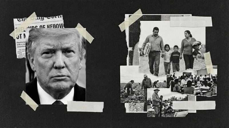 A photo of Donald Trump alongside photos of immigrants | Illustration: Eddie Marshall | Nano Banana
