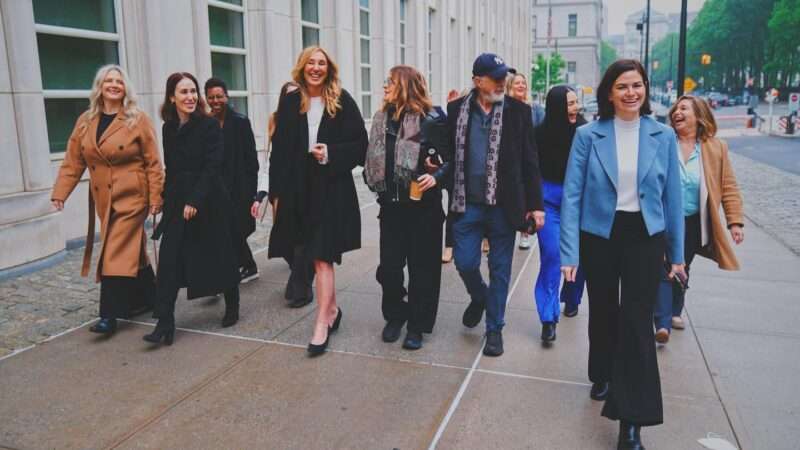 Cherwitz, Daedone, and supporters on the way to court in June | Nicole Daedone/Facebook
