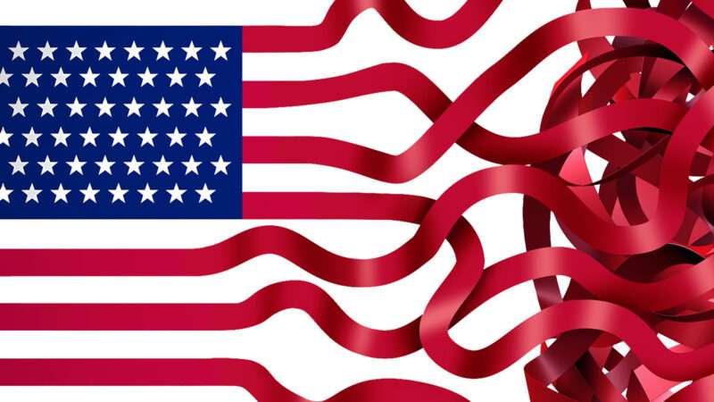An illustration of the American flag with the red stripes furling up to illustrate bureaucratic red tape | Photo: iStock