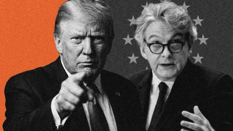 President Donald Trump and former European Commissioner Thierry Breton | Illustration: Eddie Marshall | Hearing of Commissioner-designate Thierry Breton | Nano Banana