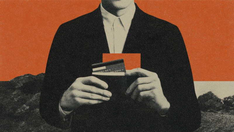 A businessman holds a wallet full of credit cards. | Illustration: Midjourney