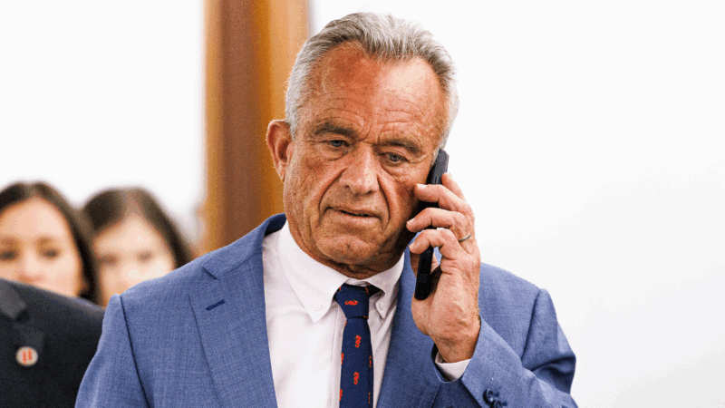 Robert F. Kennedy Jr. holding a cell phone to his ear | Aaron Schwartz/Sipa USA/Newscom