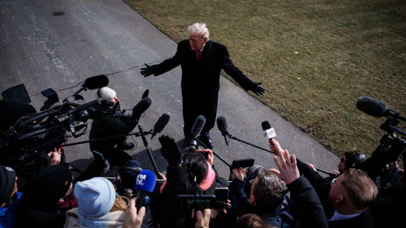 President Trump speaking to members of the press | Photo: Samuel Corum/Sipa USA/Newscom