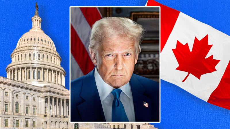 A portrait of Donald Trump alongside the U.S. Capital and a Candian flag | Credit: Envato/Wikimedia Commons