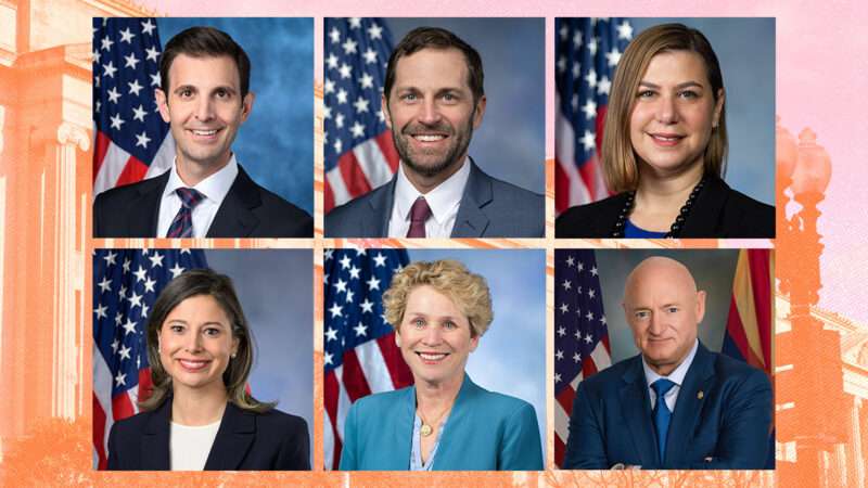 Rep. Chris Deluzio, Rep. Jason Crow, Sen. Elise Slotkin, Rep. Maggie Goodlander, Rep. Chrissy Houlahan, and Sen. Mark Kelly | Cosmopol/Dreamstime.com/Wikimedia Commons