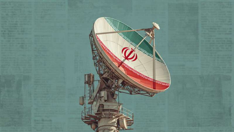 A satellite dish with the Iranian flag on it | Illustration: Olgers1/Dreamstime/Midjourney