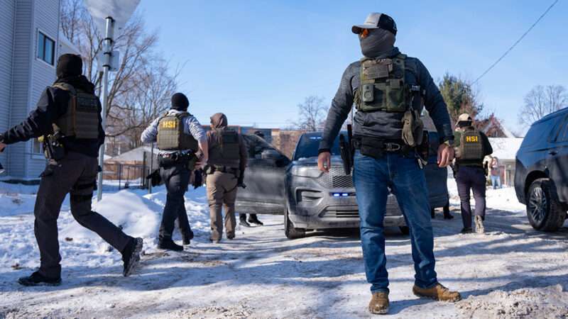 A group of federal agents walking around a snow street | Photo: ICE agents in Minneapolis, February 3, 2026; Alex Kormann/The Minnesota Star Tribune via Getty Images