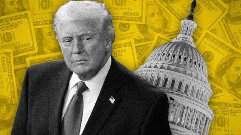 An illustration of Donald Trump and the U.S. Capitol before a background of currency | om Williams/CQ Roll Call/Newscom/Lunamarina/Patrick Bryk/Dreamstime