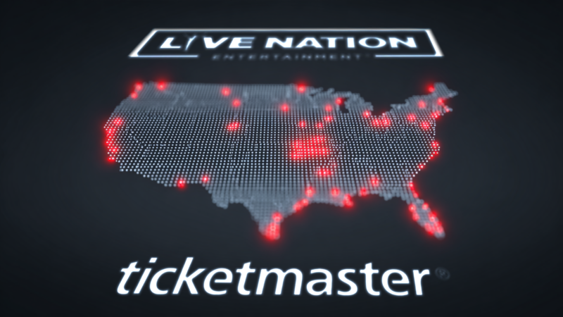 Illustration featuring Live Nation and Ticketmaster logos | Midjourney