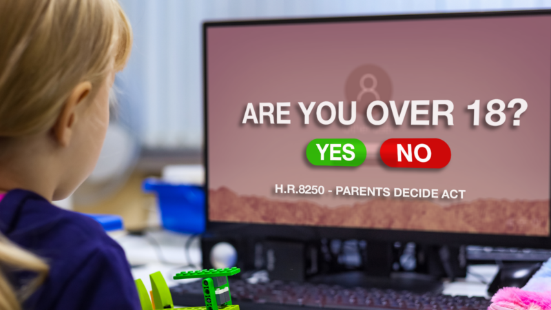 A child looking at a computer screen, which has the question 