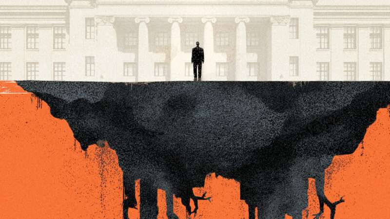 Silhouette of a man standing in front of a government building | Illustration: Midjourney