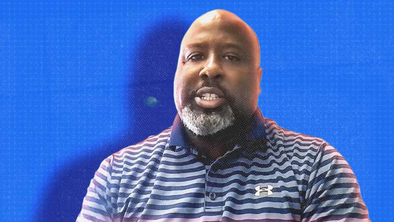 Former Baltimore Public School Police Officer Lawrence Smith, against a blue background | Harford County Public Schools