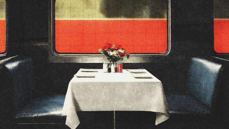 A booth in an Amtrak train car | Illustration: Midjourney