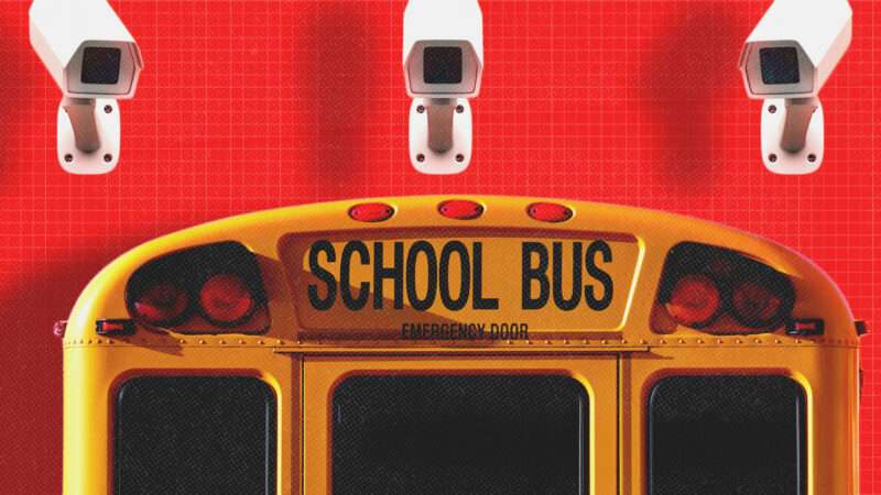 School bus with surveillance cameras above | Illustration: TonyTheTigersSon/Envato/akportfolio24/Envato