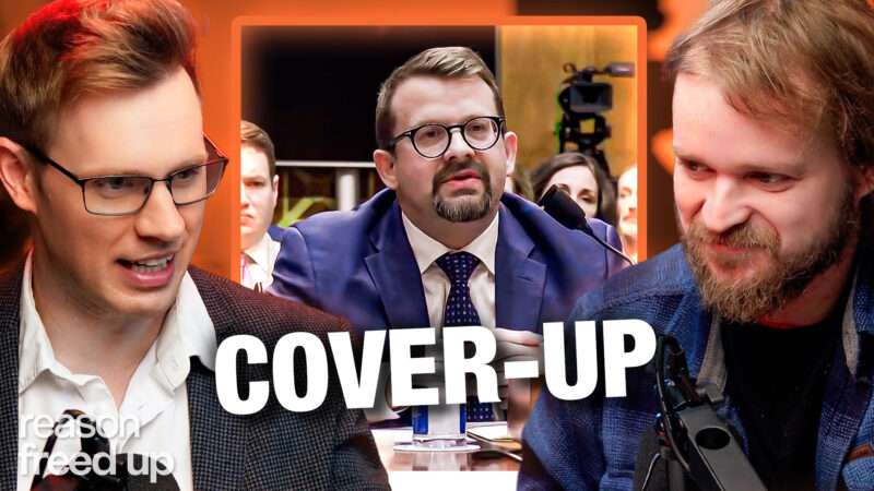 A YouTube thumbnail showing Robby Soave, James Erdman, Christian Britschgi, and the word 'coverup' | Adani Samat