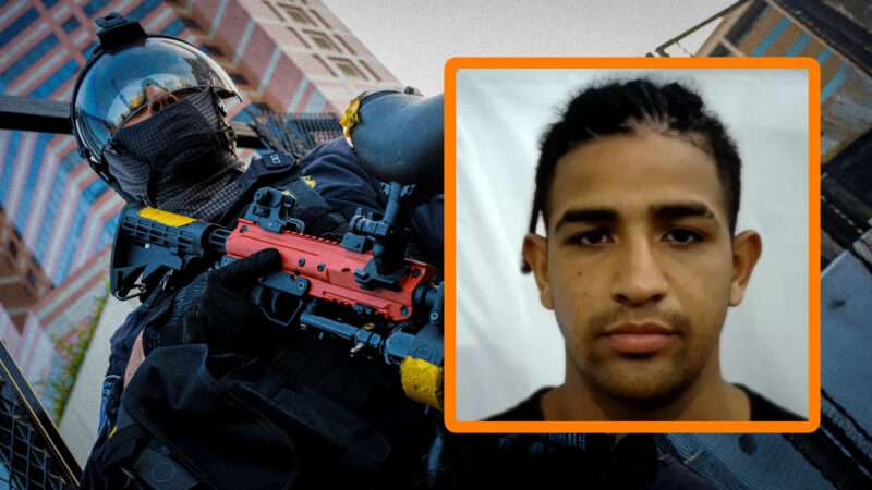 Julio Cesar Sosa-Celis against a backdrop showing an armed immigration agent | Jon Putman/SOPA Images/Sipa USA/Newscom/ICE/X