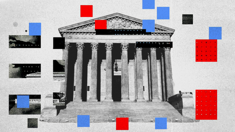 Supreme Court building with different colored boxes across it | Adani Samat/Midjourney/Gage Skidmore/ZUMAPRESS/Newscom