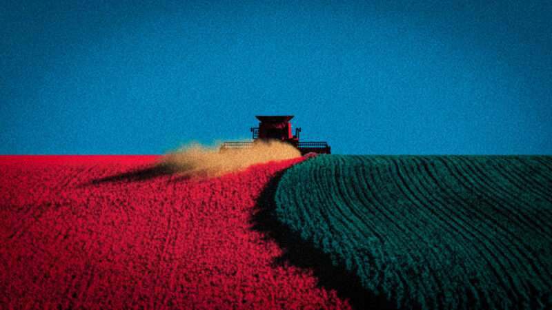 A drawing of a farm machine in a field in the evening | Illustration: Midjourney
