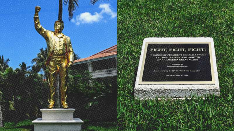 Gold statue of Donald Trump and plaque | Photo: Michele Eve Sandberg/ZUMAPRESS/Newscom