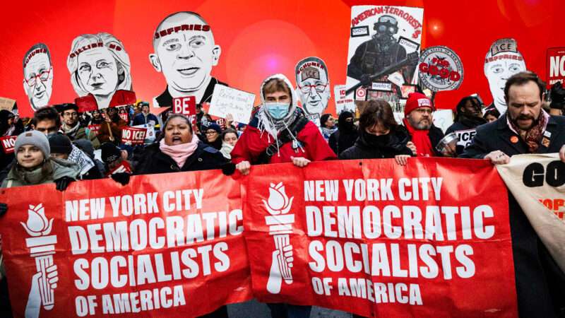New York City protesters with Democratic Socialists of America signs | Adani Samat/Gina M Randazzo/ZUMAPRESS/Newscom