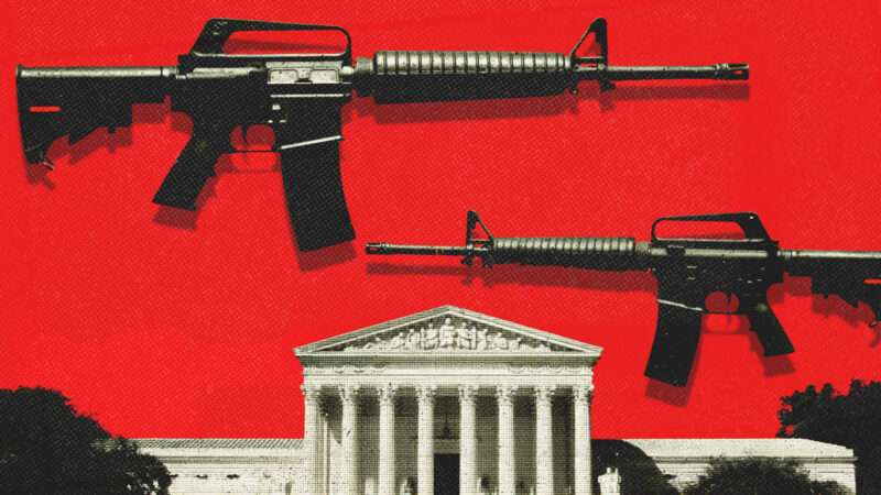 rifles above the Supreme Court building | Midjourney