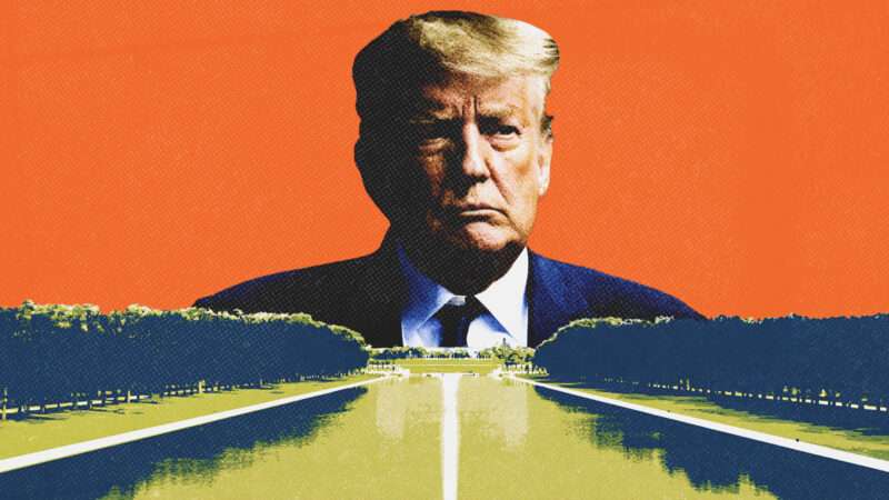 The Lincoln Reflecting Pool, with Donald Trump's face in the background | Midjourney 