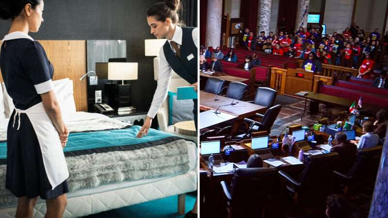 Hotel workers are pictured next to a legislature | Pressmaster/Envato/LACityClerk