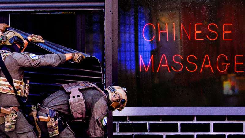 Federal agents outside a massage parlor | Illustration: Adani Samat/Lori Martin/Dreamstime