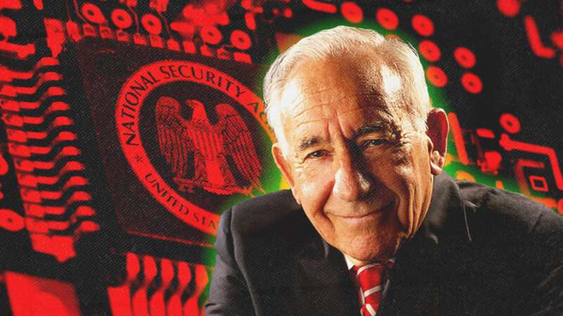 David Kahn, with the NSA logo behind him | Illustration: Badboo/Dreamstime/By Bobrowen/Wikimedia Commons