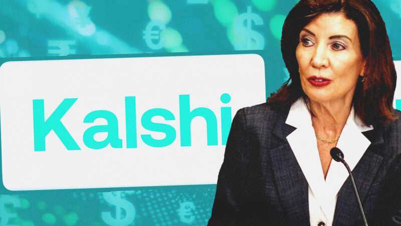 An illustration of Kathy Hochul alongside the Kalshi logo | Bianca Otero/ZUMAPRESS/Newscom/Timon Schneider