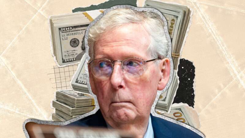 Mitch McConnell against a background of money | Photo: Adani Samat/BONNIE CASH/UPI/Newscom/ChatGPT