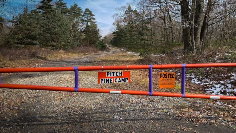 An entrance to the Pitch Pine Hunting Club's land in Clearfield County, Pennsylvania | Institute for Justice