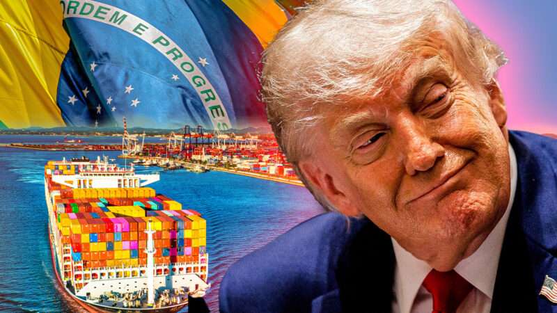Photo collage of Donald Trump, the Brazilian flag, and a container ship | AdMedia / MEGA / Newscom/JGLIT/Newscom/Envato