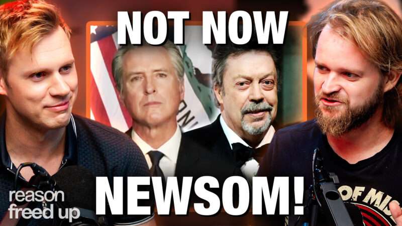 Robby Soave and Christian Britschgi discuss Gavin Newsom and Tim Curry | Illustration: Fatima Ruiz