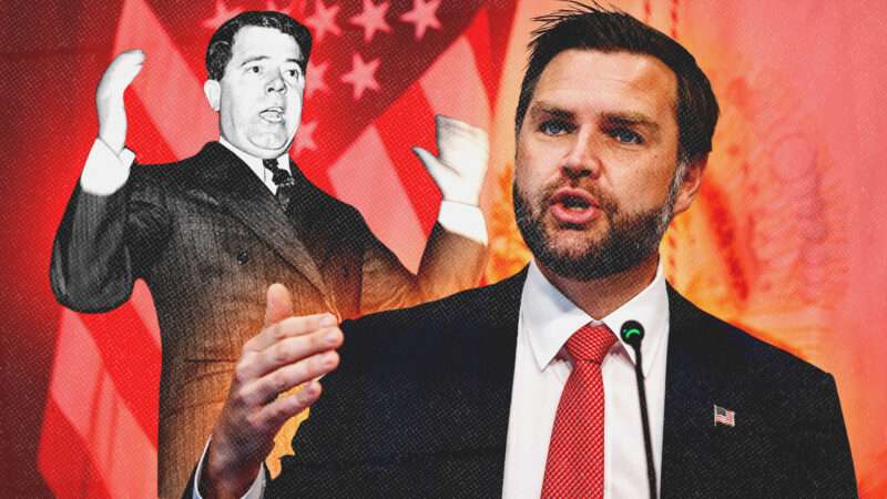 J.D. Vance and Huey Long | Illustration: Samuel Corum/Sipa USA/Newscom/United States Library of Congress