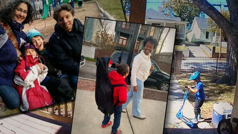 The Meitiv family and Mallerie Shirley with her son | Courtesy of the Meitiv family and Mallerie Shirley