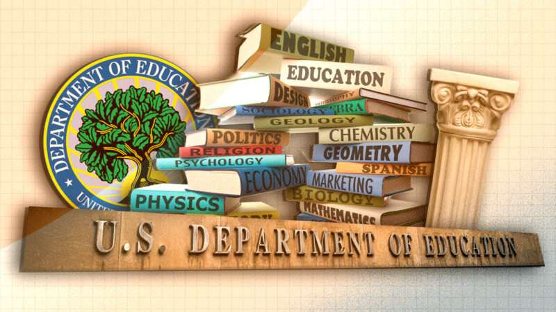 U.S. Department of Education, with books of various school subjects | Lucas Deaver/Dirk Ercken/Feverpitched. Illustration: Adani Samat