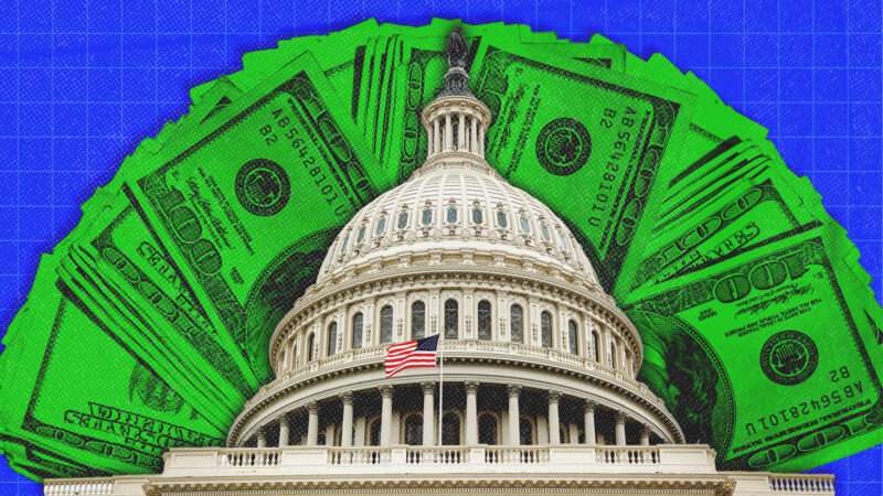The U.S Capitol building, with $100 bills fanned out behind it | Illustration: Michael Ledray/Pumppump/Dreamstime