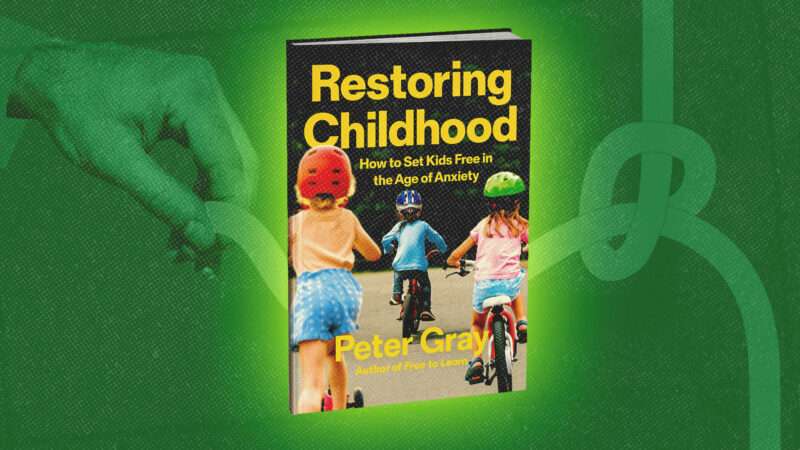 Book cover for 'Restoring Childhood' | Illustration: Restoring Childhood/Peter Gray/Thesis/Midjourney