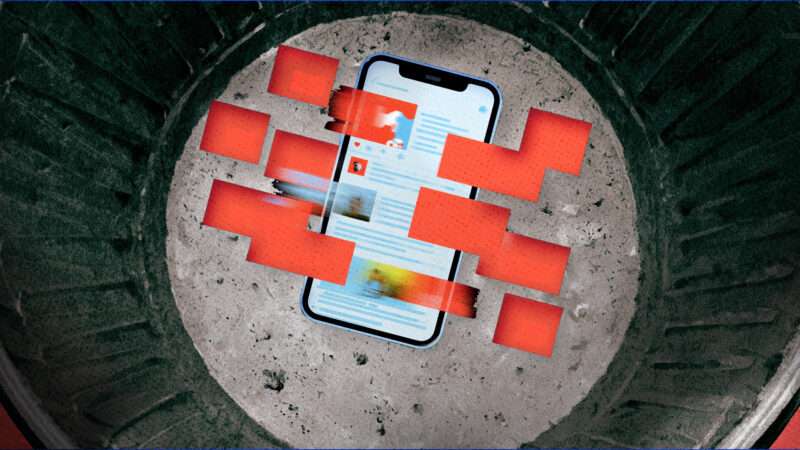 Smartphone at bottom of trash can | Midjourney