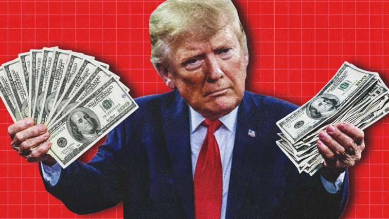 President Donald Trump holds out handfuls of cash. | Illustration: Pedro Portal/TNS/Newscom/Eti Swinford/Shane Morris/Dreamstime