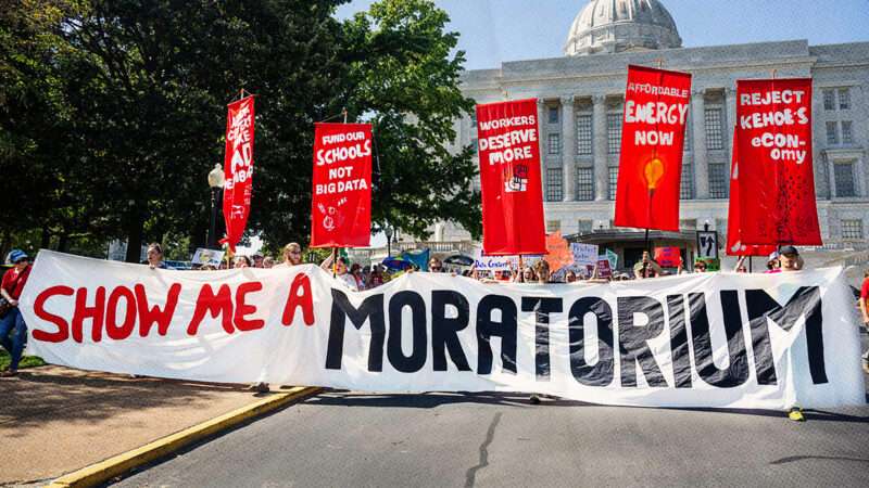 Protesters demanding a data center moratorium | Emily Curiel/TNS/Newscom.