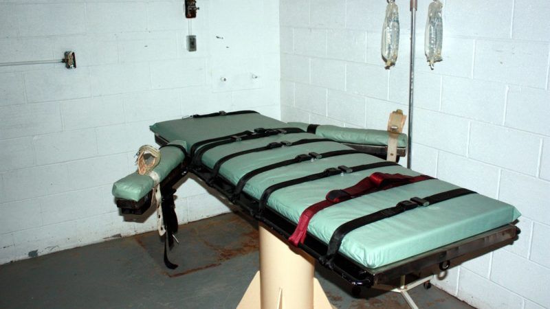 A bed in an execution chamber