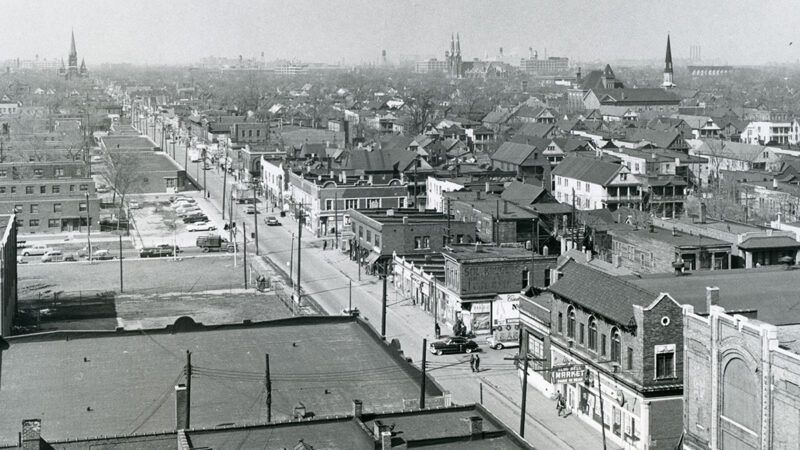 featureHusock | Photo: An aerial view looking north along Hastings Street from the Brewster-Douglass Housing Projects; Art Greenway/Detroit Historical Society
